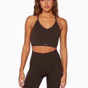 SET Active Sculptflex Power Ribbed Set in Espresso | V Bra + Leggings